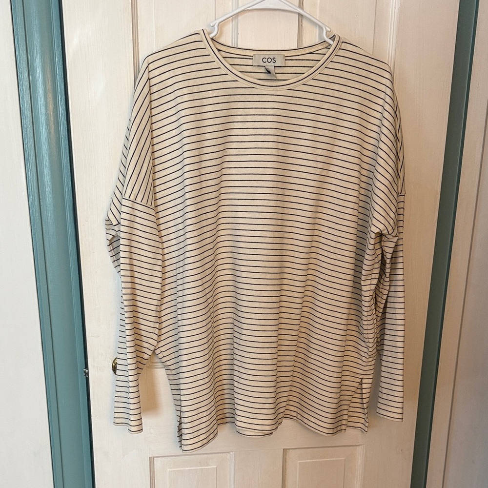 COS Black and Cream Striped Top